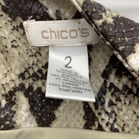CHICO’S Faux Snake skin Brown and cream skirt zip closure Size 2 - Picture 4 of 4
